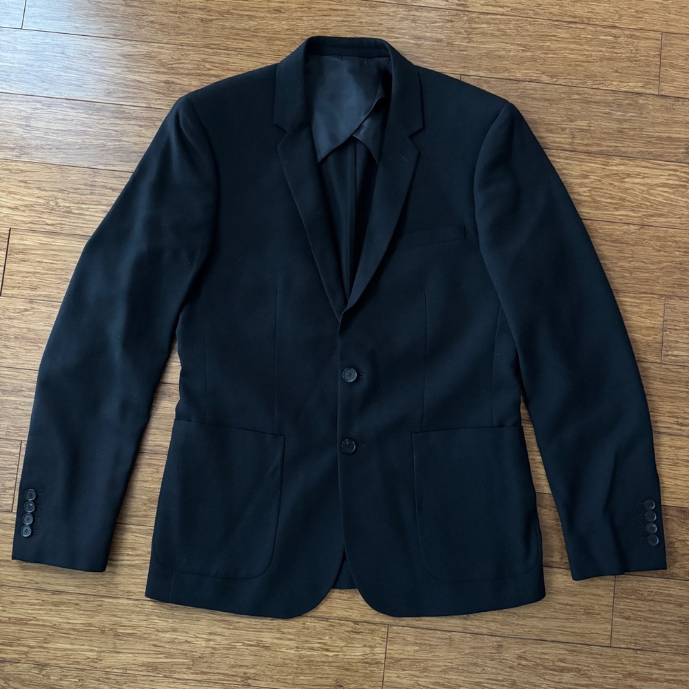 Sandro Paris Men’s Black Wool Slim Fit Blazer, EU50/US40